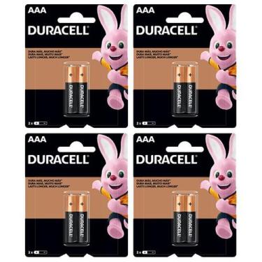 Imagem de Kit de 4 cartelas de Pilhas Duracell AAA Palito com 2 unidades