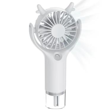 Imagem de Nuytghr Pequeno ventilador portátil, portátil pessoal, ventilador recarregável, cílios com spray de água, (branco/mindinho/amarelo) 16,57 x 3,23 x 1,46 polegadas, face ajustável de 3 velocidades para