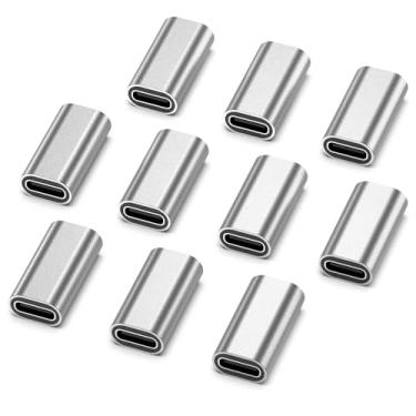 Imagem de Pacote com 10 adaptadores USB 3.1 USB C fêmea para fêmea, transferência de alta velocidade, conexão fácil para Thunderbolt 4/3, suporta carregamento de até 150 W, transferência de dados de 10 Gbps e