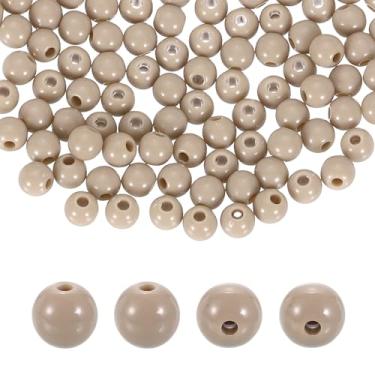 Imagem de HARFINGTON 100 peças de contas redondas de acrílico bege claro 6 mm de diâmetro 1,9 mm furo de resina plástica bolas lisas contas soltas para fazer joias, pulseiras, colar, brincos, faça você mesmo