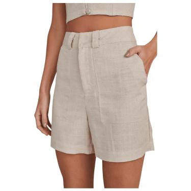 Imagem de Shorts Feminino Lado Avesso Alfaiataria Bege Natural - L1255-Feminino