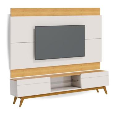 Imagem de Conjunto Rack para Sala de Estar Retrô 2 Gavetas com Painel Estante Su