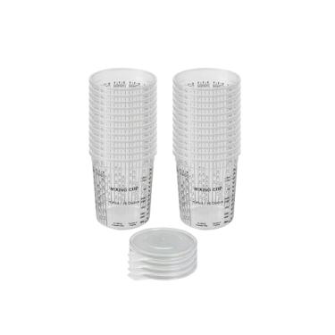 Imagem de KREFINISH Copos de mistura de tinta de 473 ml, descartáveis, flexíveis e graduados, copos medidores, caixa de 24 copos e 4 tampas para uso em pintura automotiva, resina epóxi, artes acrílicas, cozinha