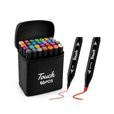 Imagem de Kit Canetinhas Touch 36 48 60 80 Cores Canetas Profissionais Ponta Dupla Marcador Para Colorir Bobbie Goods Pintar Desenhos e Escolar com Estojo (60)