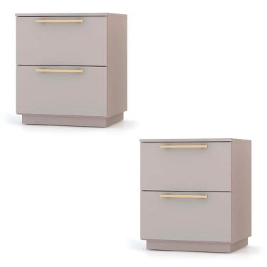 Imagem de Mesa De Cabeceira Com Gavetas Dubai Kit 2 - Vila Rica