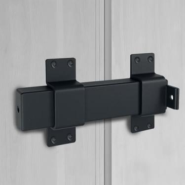 Imagem de MCSDFN Pacote com 2 trinco deslizante para portão de porta resistente com orifício de cadeado, trava de portão ajustável para cercas, porta de celeiro, pátio, galpão, chalés, armário