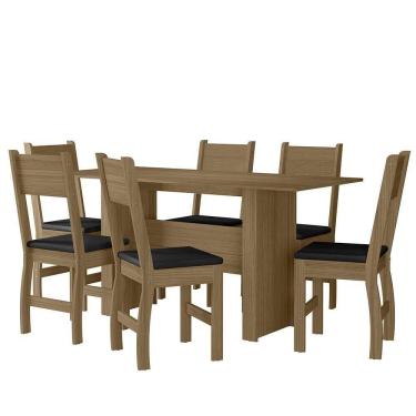 Imagem de Kit Mesa De Jantar Milano 155x68 Cm Com 6 Cadeiras Milano Carvalho/preto Carvalho/preto