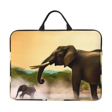 Imagem de Capa protetora para notebook Africa Elephant de 14 polegadas à prova de choque, bolsa de viagem para laptop com alça à prova d'água para computador, maleta para homens e mulheres
