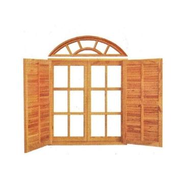 Imagem de Janela de Abrir Colonial Vidro e Veneziana - Madeira Maciça - Angelim