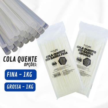 Imagem de Cola Quente Em Barra Bastão Fina Ou Grossa 1Kg Refil - FUTURO, BARRA G