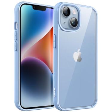 Imagem de JETech Capa para iPhone 14 6,1 Polegadas, Capinha Protetora de Telefone à Prova de Choque, Moldura de TPU Fosca de Cor Sólida, Case para Parte Traseira Transparente Antiarranhões (Azul Claro)