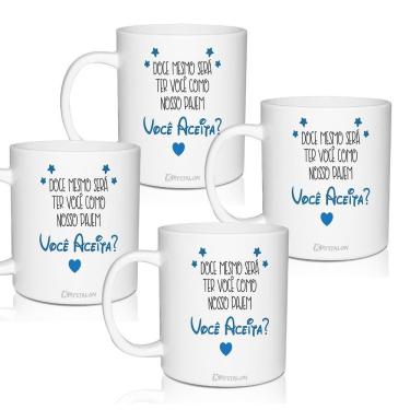 Imagem de Kit 4 Canecas Brancas Personalizadas Pajem - Você Aceita