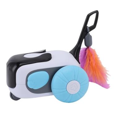 Imagem de Pssopp Controle Remoto Gato Brinquedo, Duradouro Ajuste de Velocidade da Bateria Multifuncional Seguro Inteligente Interativo Gato Movendo Brinquedo para Animais de Estimação Interiores (BLUE)