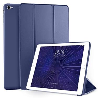 Imagem de Capa inteligente para Apple iPad Air2 de 9,7 polegadas, DTTO ultrafina e leve com suporte de três dobras com capa traseira de TPU flexível e macia para iPad Apple iPad Air2,9,7 polegadas [hibernar/despertar automático], Azul marinho