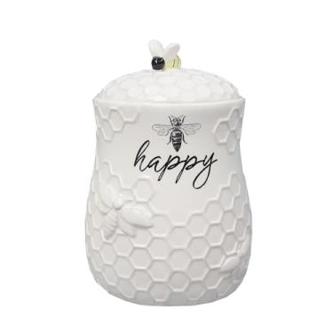 Imagem de youngs Inc Pote de cerâmica para petiscos de abelha, branco, preto