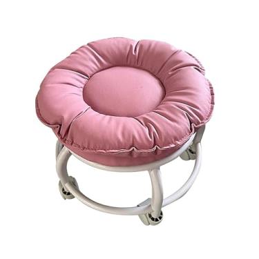 Imagem de Llazsybz Banco Giratório 360° com Rodas Universais, Pequeno Banco Multiuso, Ideal para Pedicure, Salão de Beleza E Cabeleireiro, Rosa, Tamanho real