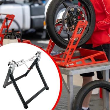 Imagem de Generic Balanceadora de rodas de motocicleta, acessórios de balanceadora de pneus, portátil, fácil de usar, suporte de alinhamento dobrável, suporte de, Prata