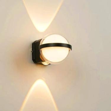 Imagem de Arandelas de parede LED externas modernas de alumínio IP65 à prova d'água lâmpadas de parede alimentadas pela rede elétrica para cima e para baixo iluminação jardim interior/exterior porta da frente