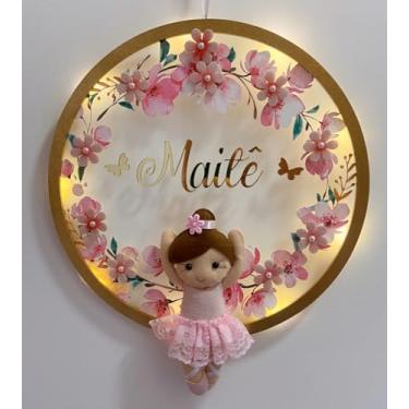 Imagem de Porta Maternidade Bailarina 1 Acrílico e Espelho Led