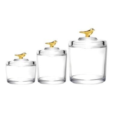 Imagem de Bomboniere Baleiro P M G Com Tampa Bird Pássaro Dourado Potiche de Cristal Decorativo (1)