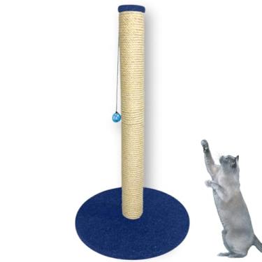 Imagem de Arranhador para Gatos Torre 86cm de Altura Base Grande com Carpete Brinquedo Interativo Sisal 8mm (Azul)