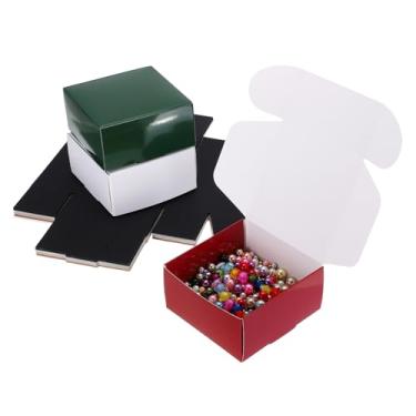 Imagem de PATIKIL Caixas de presente pequenas de 9 x 10 x 2 a granel com tampa, pacote com 25 mini caixas de presente quadradas dobráveis de papelão para brincos, joias, casamento, aniversário, preto/branco