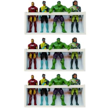 Imagem de 3 Nichos Parede Porta Bonecos Infantis Estante Brinquedos
