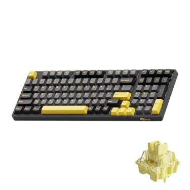 Imagem de Akko Teclado mecânico de troca a quente 3098B com luz de fundo RGB, teclas PBT, teclado cremoso para jogos preto e dourado com software de teclado numérico para Mac e Win