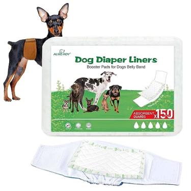 Imagem de Dog Diaper Liners 150ct Super Absorption and Leak-Proof Disposable Dog Diaper Booster Pads for Female and Male Fit Most Reusable Belly Bands, Wraps and Period Diapers(Large, M-150ct)