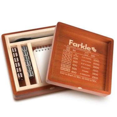 Imagem de Conjunto de jogos de dados Farkle Classic com bandeja de madeira e est