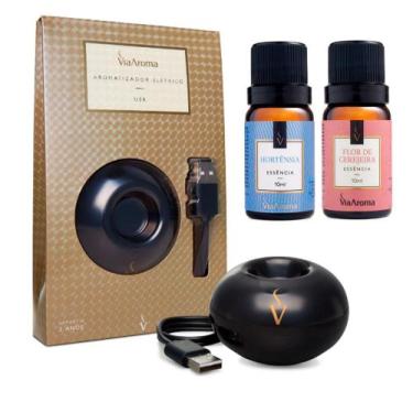 Imagem de Kit Aparelho Aromatizador Elétrico Usb Porcelana Notebook Pc Escritori