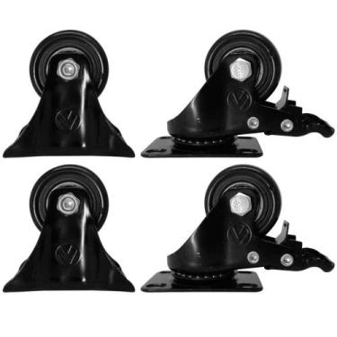 Imagem de Kit 2 Rodízio PVC Preto 1.5/8" 41mm Fixo - A09410-F + 2 Rodízio PVC Pr