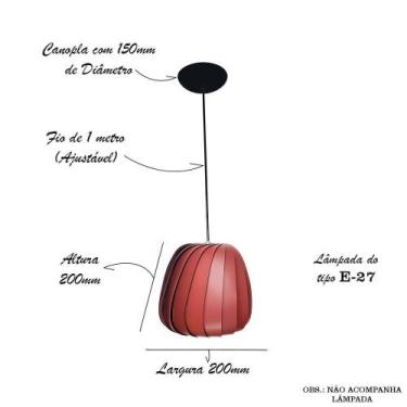 Imagem de Luminária Pendente Moderno Sala Balcão Safira 20Cm Marsala - Caroá