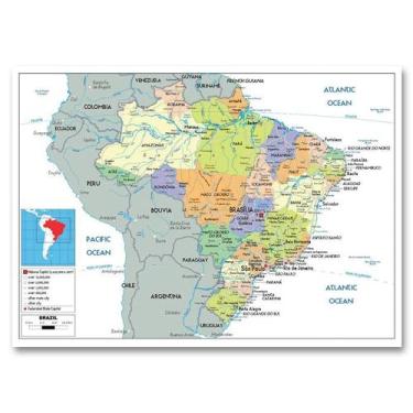 Imagem de Pôster Gigante Mapa do Brasil - 50cm x 70cm Sem Dobras - Editora Europ