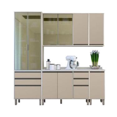 Imagem de Cozinha Compacta 5 Pçs Tampos E Vidro Reflecta 230cm Linea L Pátina Ff