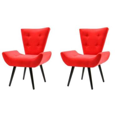 Imagem de Kit 2 Poltronas Decorativa Emilia Pé Palito - Vermelha - Cor: Vermelho
