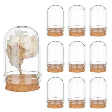 Imagem de PH PandaHall 10 peças Cloche Bell Jar, cúpula de vidro com base de cortiça mini cúpula de vidro decorativa cloche vitrine para armazenamento de flores decoração de festa em casa, 2,2 x 3,5 cm