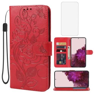 Imagem de Vavies Capa para Galaxy S22 Plus, capa carteira para Samsung S22+ 5G SM-S906U com protetor de tela de vidro temperado, capa de telefone flip de couro floral com suporte para cartão de crédito para