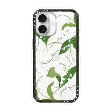 Imagem de CASETiFY Capa compacta para iPhone 17 [fina e elegante/compatível com Magsafe/1,2 m. Proteção contra quedas de nível militar] - Lírio do Vale - Preto transparente