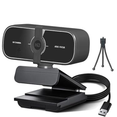 Imagem de YOUPECK Webcam C28 1080P 2K 4K HD com capa de privacidade e suporte de tripé, câmera de PC com microfone com cancelamento de ruído, correção automática de luz, Plug and Play, câmera web para