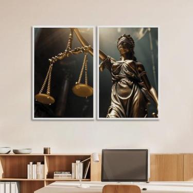 Imagem de Quadro Decorativo Temático Direito Balança da Justiça com 2 Telas 60x9