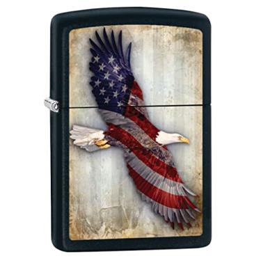 Imagem de Zippo Isqueiro - Bandeira careca águia EUA preto fosco isqueiro à prova de vento #Z5078