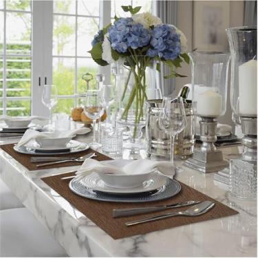 Imagem de Kit Jogo Americano Sousplat 50 Unidades Restaurantes Bar Hotel Mesa Posta Decoração - Sisal Avelã Marrom Retangular