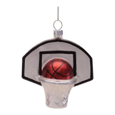 Imagem de The Bridge Collection Enfeite de basquete de vidro – Ornamento de Natal de cesta de basquete de 8,3 cm para fãs de esportes