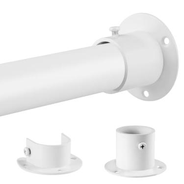 Imagem de Varões de armário de 3 cm de diâmetro para pendurar roupas, haste de armário resistente de metal ajustável de 43 a 162 cm, barra branca para pendurar roupas, adequada para armário, guarda-roupas