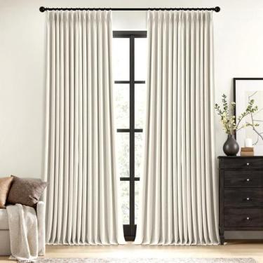 Imagem de Cortinas MIULEE Natural Pinch plissadas 100% linho blackout