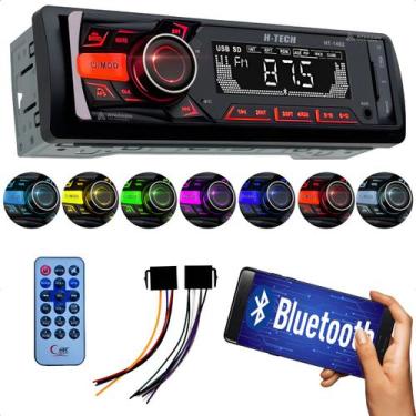 Imagem de Rádio Auto Som Automotivo Aparelho MP3 p/ Carro Entrada USB SD Aux Blu