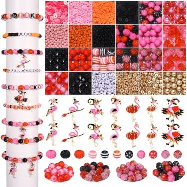Imagem de Kit de pulseira de flamingo da amizade rosa flamingo heishi pérola letra pônei espaçador pingentes de animais variados pássaros tropicais para DIY Havaí férias verão praia pulseira colar brincos (2414