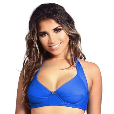 Imagem de Top de Biquíni Plus Size sem Bojo Meia Taça - Estigma, M, Azul royal