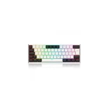 Imagem de Teclado Mecânico Gamer Fidd, RGB, Cabo Removível, Switch Rosa, ABNT2, Branco e Preto - K683BW-RGB PT